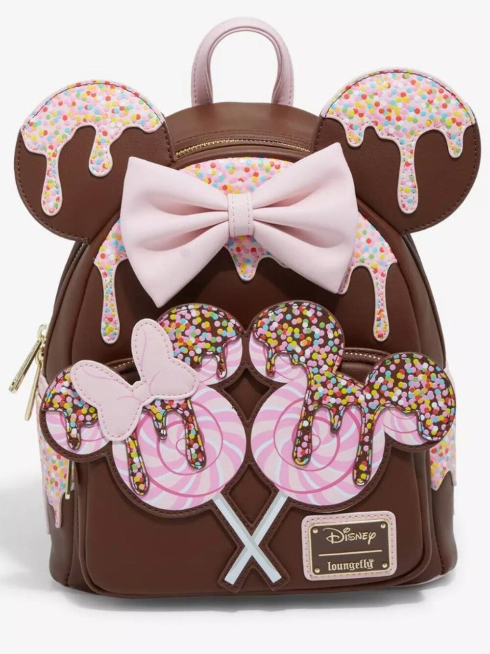 NWT Loungefly Disney Minnie Chocolate Lollipop Ears Backpack BoxLunch Exclusive